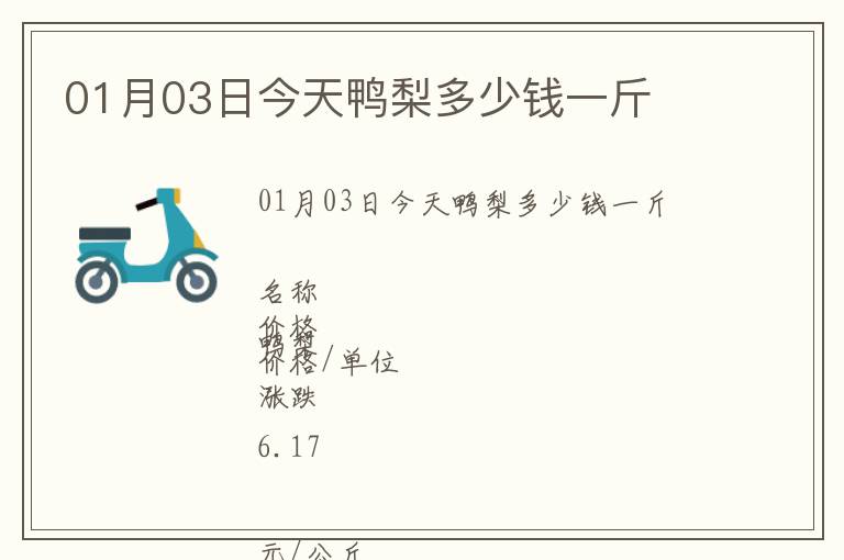 01月03日今天鴨梨多少錢一斤