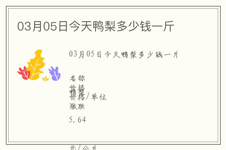 03月05日今天鴨梨多少錢一斤