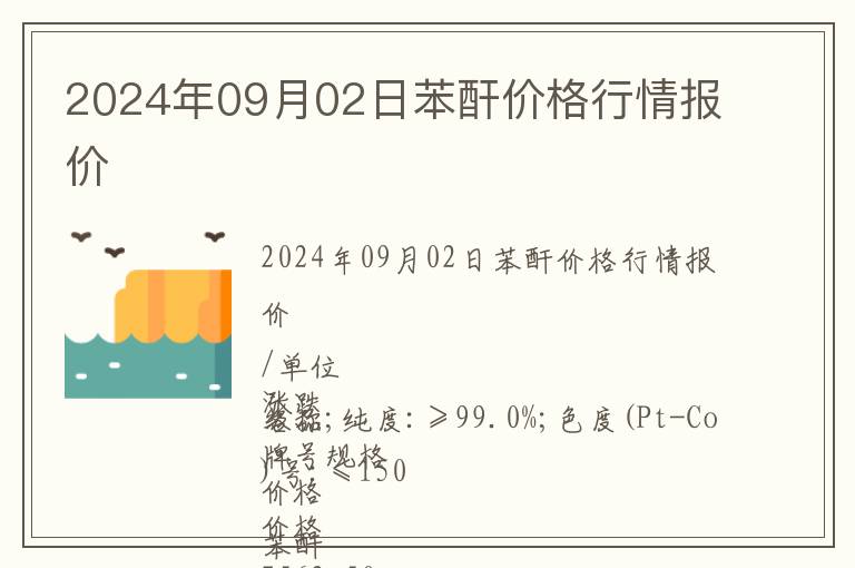 2024年09月02日苯酐價格行情報價