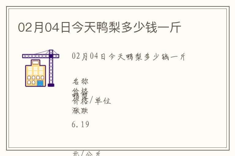 02月04日今天鴨梨多少錢一斤