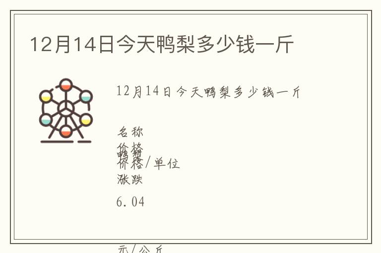 12月14日今天鴨梨多少錢(qián)一斤