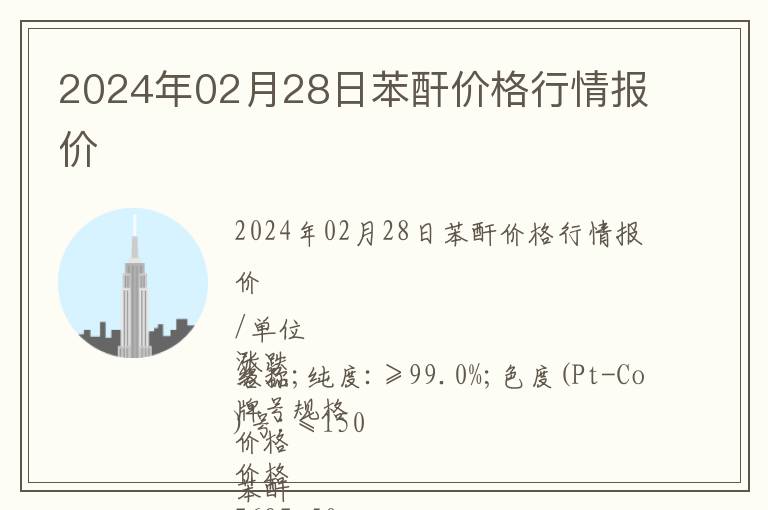 2024年02月28日苯酐價(jià)格行情報(bào)價(jià)