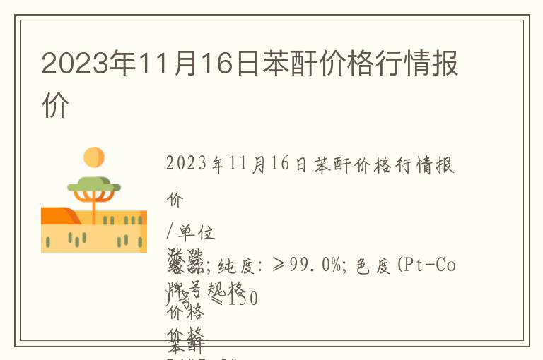 2023年11月16日苯酐價(jià)格行情報(bào)價(jià)