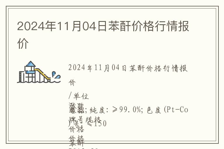 2024年11月04日苯酐價格行情報價