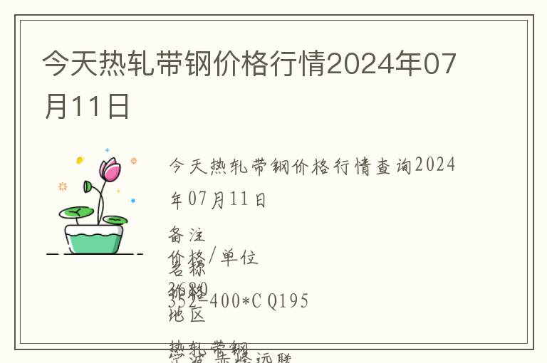 今天熱軋帶鋼價格行情2024年07月11日