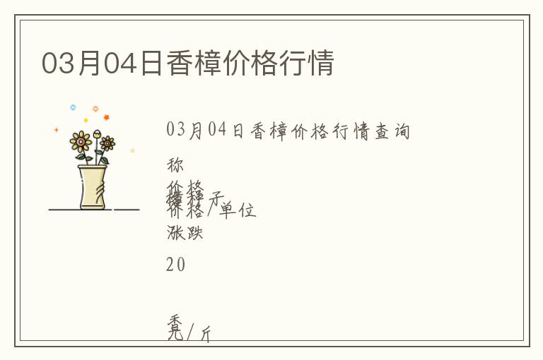 03月04日香樟價(jià)格行情