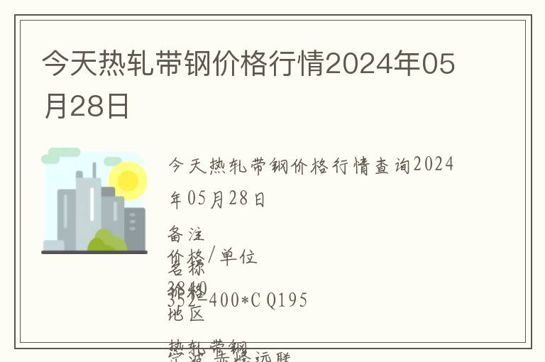 今天熱軋帶鋼價格行情2024年05月28日