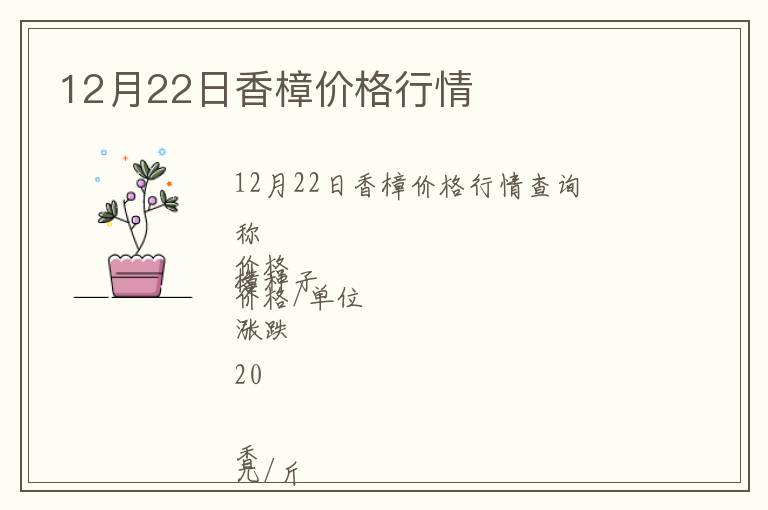 12月22日香樟價格行情