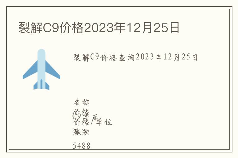 裂解C9價格2023年12月25日