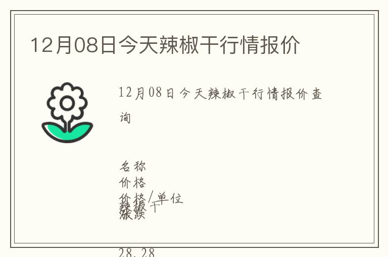 12月08日今天辣椒干行情報(bào)價(jià)