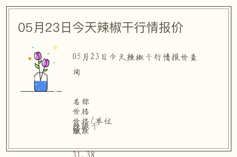 05月23日今天辣椒干行情報價