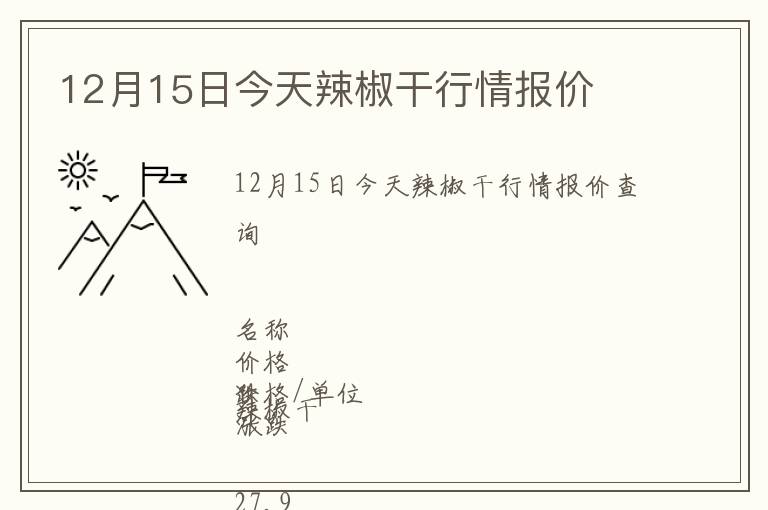 12月15日今天辣椒干行情報(bào)價(jià)