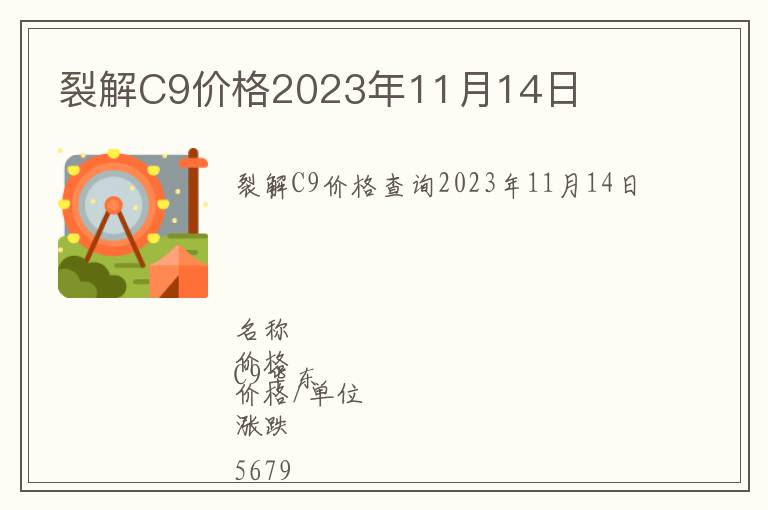 裂解C9價格2023年11月14日