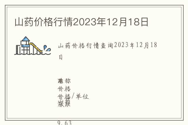 山藥價(jià)格行情2023年12月18日