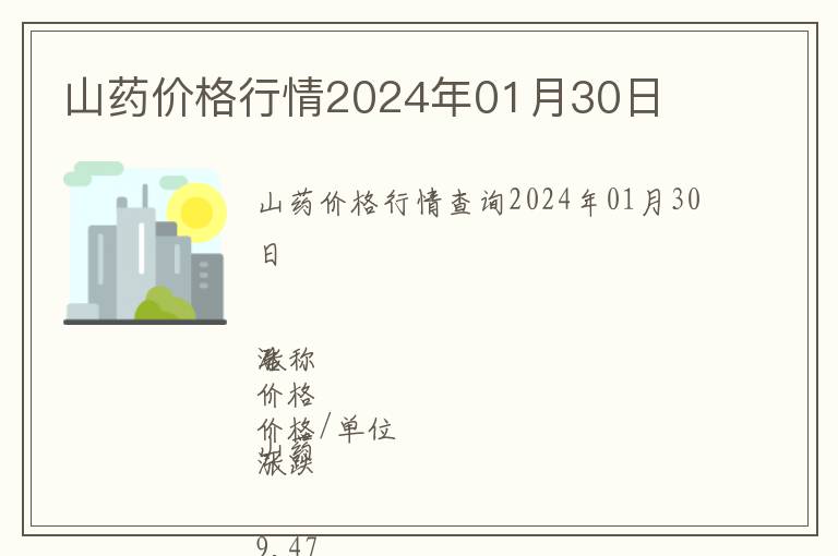 山藥價(jià)格行情2024年01月30日