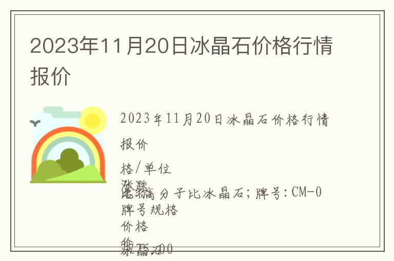 2023年11月20日冰晶石價格行情報價