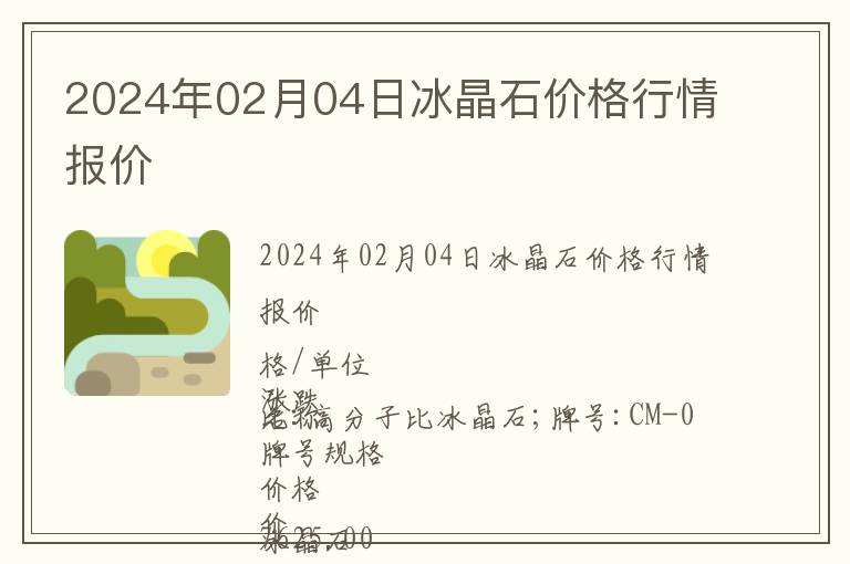 2024年02月04日冰晶石價格行情報價