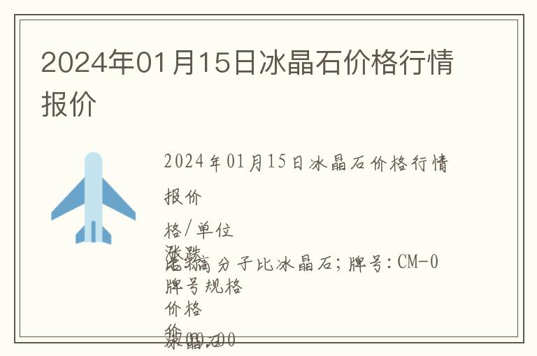 2024年01月15日冰晶石價格行情報價