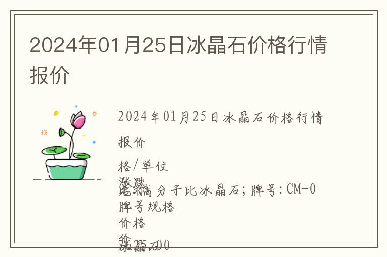 2024年01月25日冰晶石價格行情報價