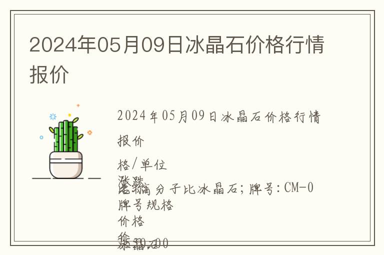 2024年05月09日冰晶石價(jià)格行情報(bào)價(jià)
