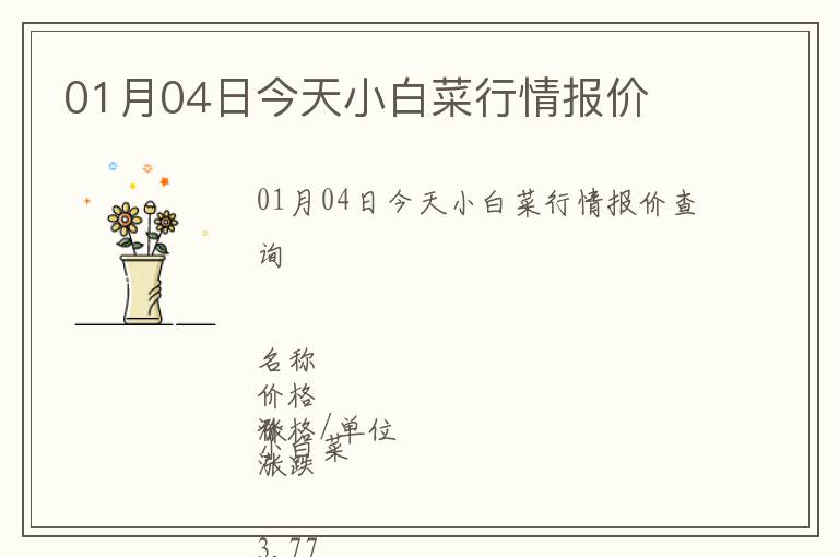 01月04日今天小白菜行情報(bào)價(jià)