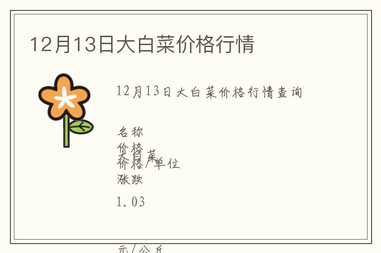 12月13日大白菜價(jià)格行情