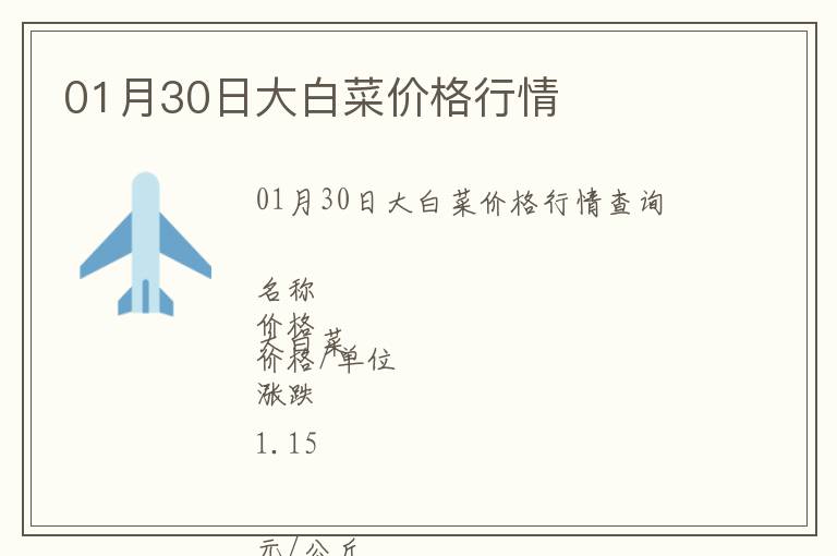 01月30日大白菜價格行情