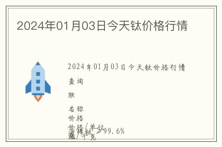 2024年01月03日今天鈦價格行情