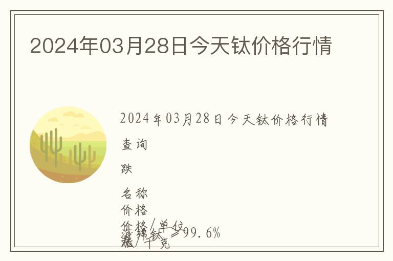 2024年03月28日今天鈦價(jià)格行情