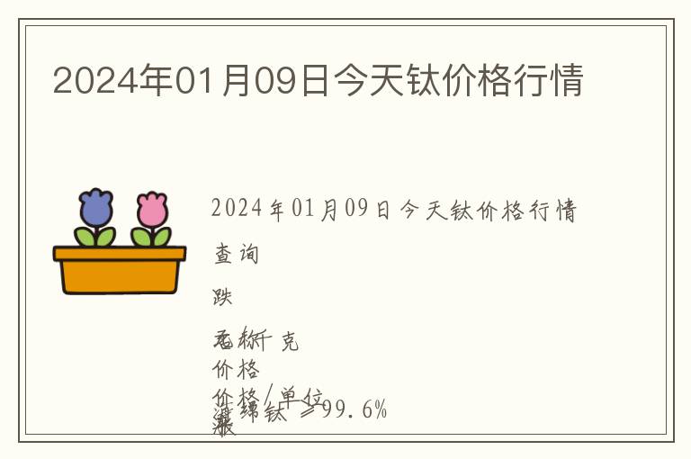 2024年01月09日今天鈦價(jià)格行情