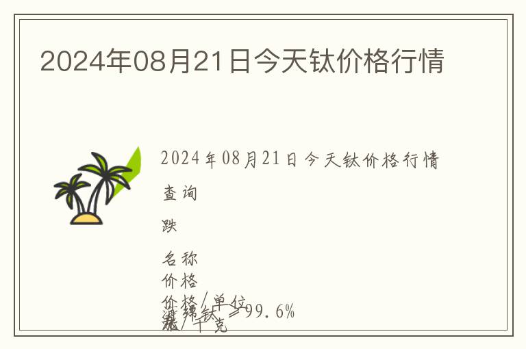 2024年08月21日今天鈦價格行情