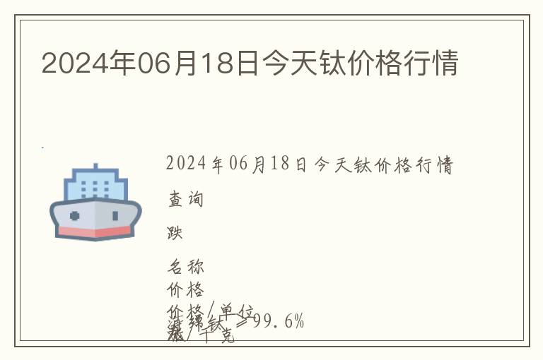 2024年06月18日今天鈦價格行情