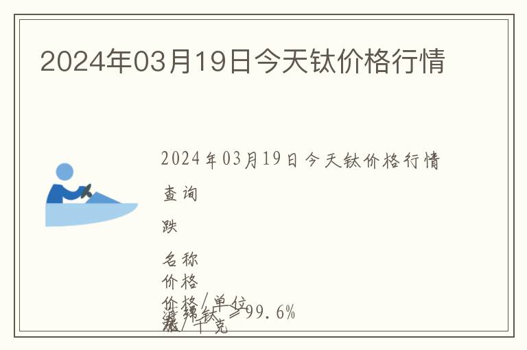 2024年03月19日今天鈦價(jià)格行情