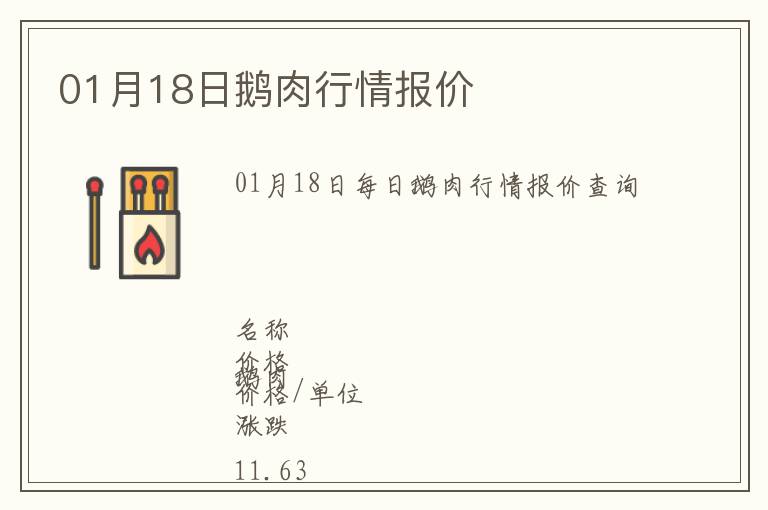 01月18日鵝肉行情報價
