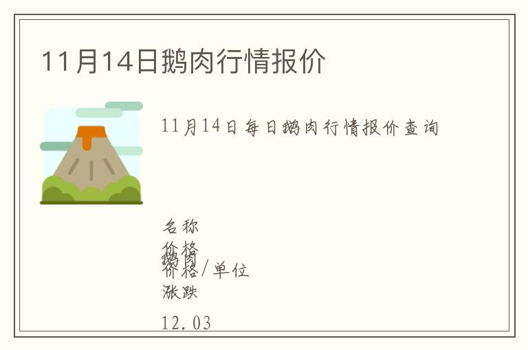 11月14日鵝肉行情報(bào)價