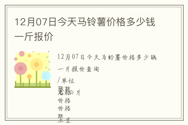 12月07日今天馬鈴薯價格多少錢一斤報價