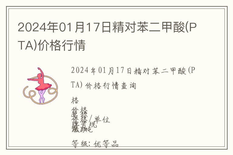 2024年01月17日精對(duì)苯二甲酸(PTA)價(jià)格行情