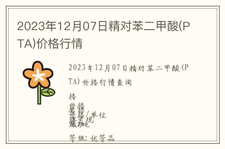 2023年12月07日精對苯二甲酸(PTA)價格行情