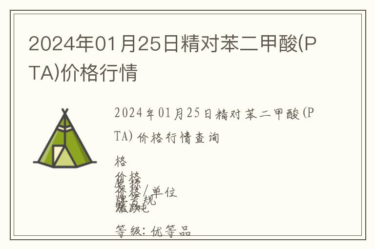 2024年01月25日精對(duì)苯二甲酸(PTA)價(jià)格行情