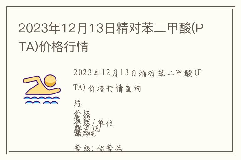 2023年12月13日精對苯二甲酸(PTA)價格行情