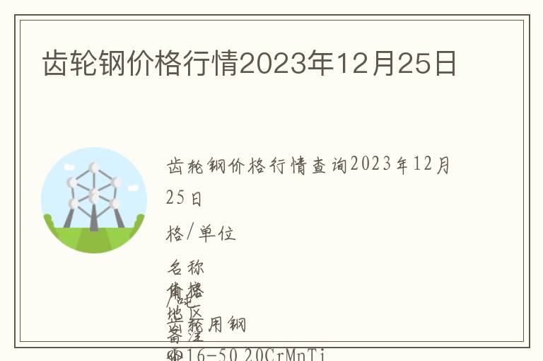 齒輪鋼價格行情2023年12月25日