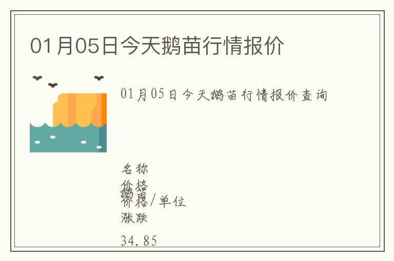 01月05日今天鵝苗行情報價