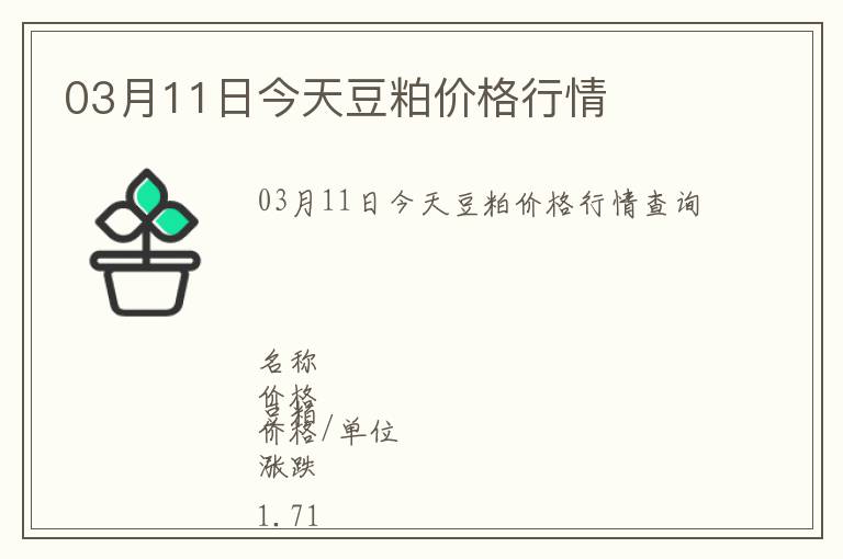 03月11日今天豆粕價格行情