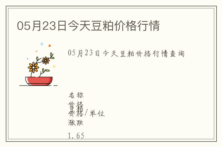 05月23日今天豆粕價(jià)格行情
