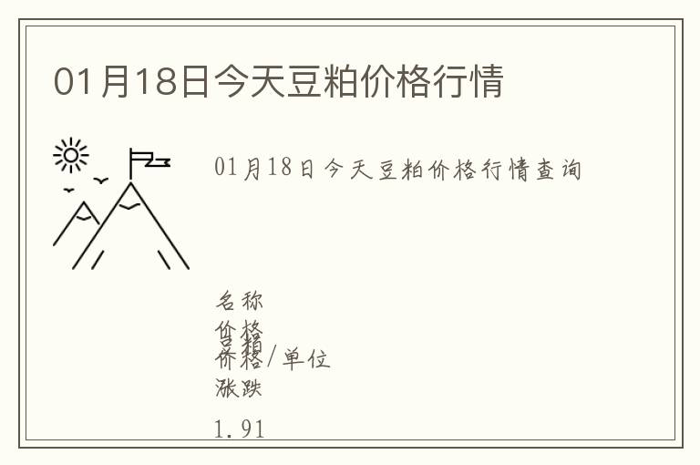 01月18日今天豆粕價格行情