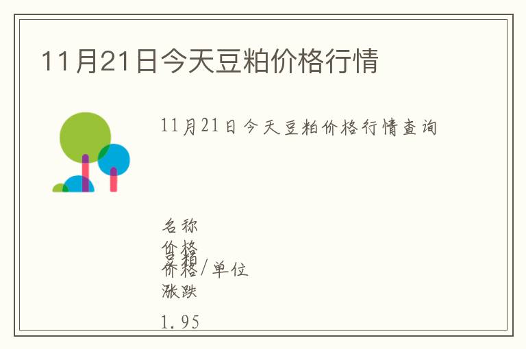11月21日今天豆粕價(jià)格行情