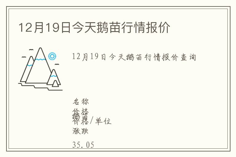12月19日今天鵝苗行情報(bào)價(jià)