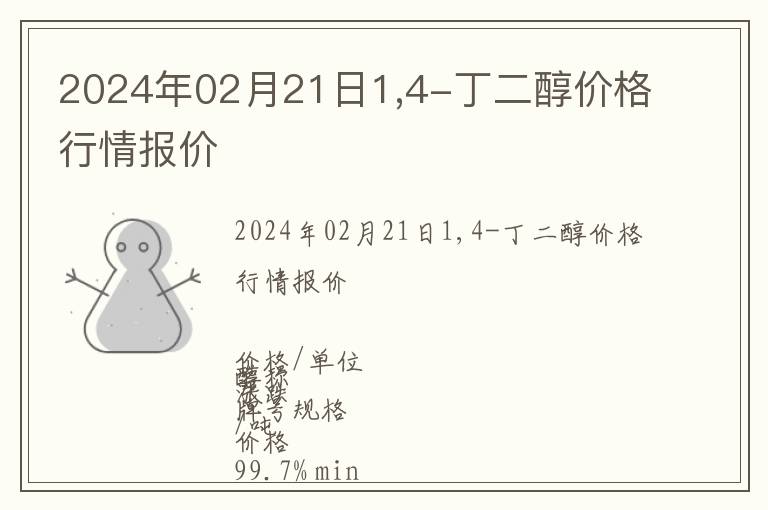 2024年02月21日1,4-丁二醇價格行情報價