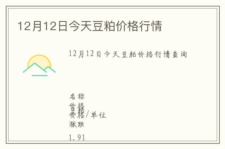 12月12日今天豆粕價格行情
