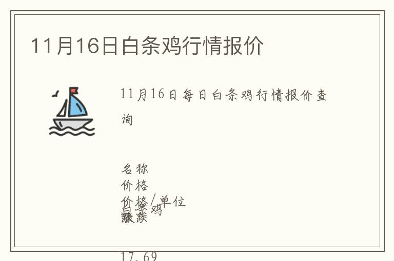 11月16日白條雞行情報(bào)價(jià)